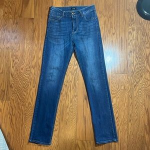City streets slim stretch blue jeans